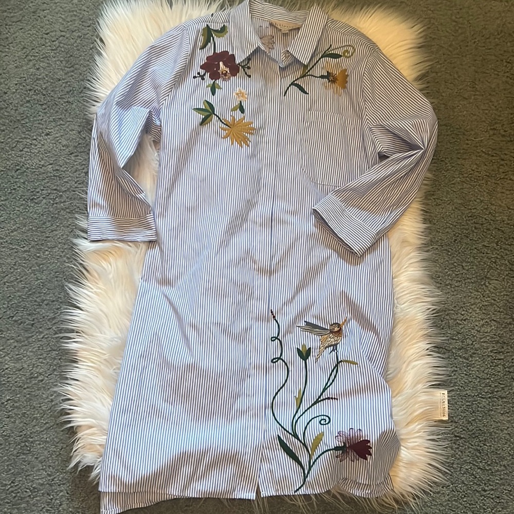 Philosophy Dress Shirt Dress with Embroidery